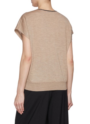 Back View - Click To Enlarge - BRUNELLO CUCINELLI - Monili Neckline Cashmere Silk Knit Top