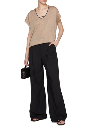 Figure View - Click To Enlarge - BRUNELLO CUCINELLI - Monili Neckline Cashmere Silk Knit Top