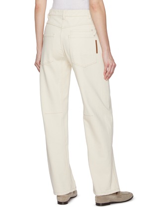 Back View - Click To Enlarge - BRUNELLO CUCINELLI - Straight Leg Garment Dyed Cotton Trousers