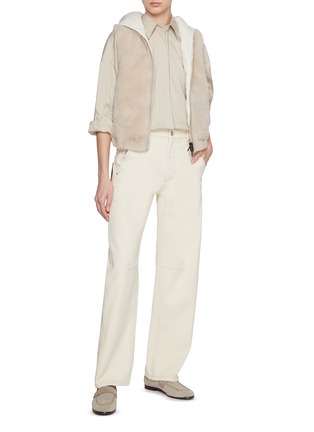 Figure View - Click To Enlarge - BRUNELLO CUCINELLI - Straight Leg Garment Dyed Cotton Trousers