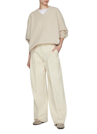 Figure View - Click To Enlarge - BRUNELLO CUCINELLI - V-Neck Ribbed Cashmere Jumper