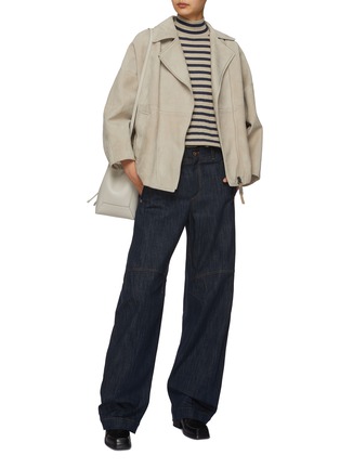 Figure View - Click To Enlarge - BRUNELLO CUCINELLI - High Neck Stripe Knit T-Shirt