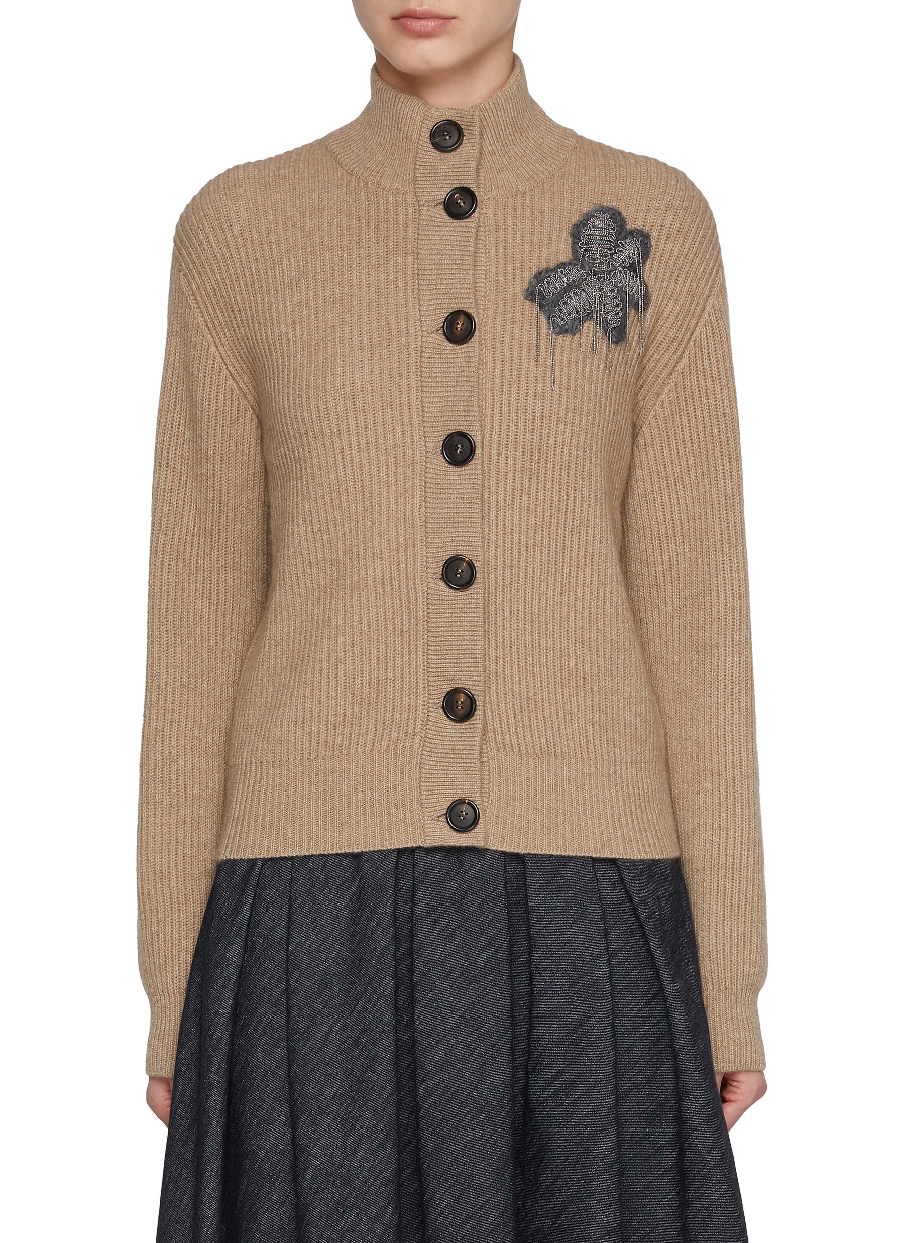 BRUNELLO CUCINELLI Embroidered Patch Cashmere Cardigan Women Lane Crawford