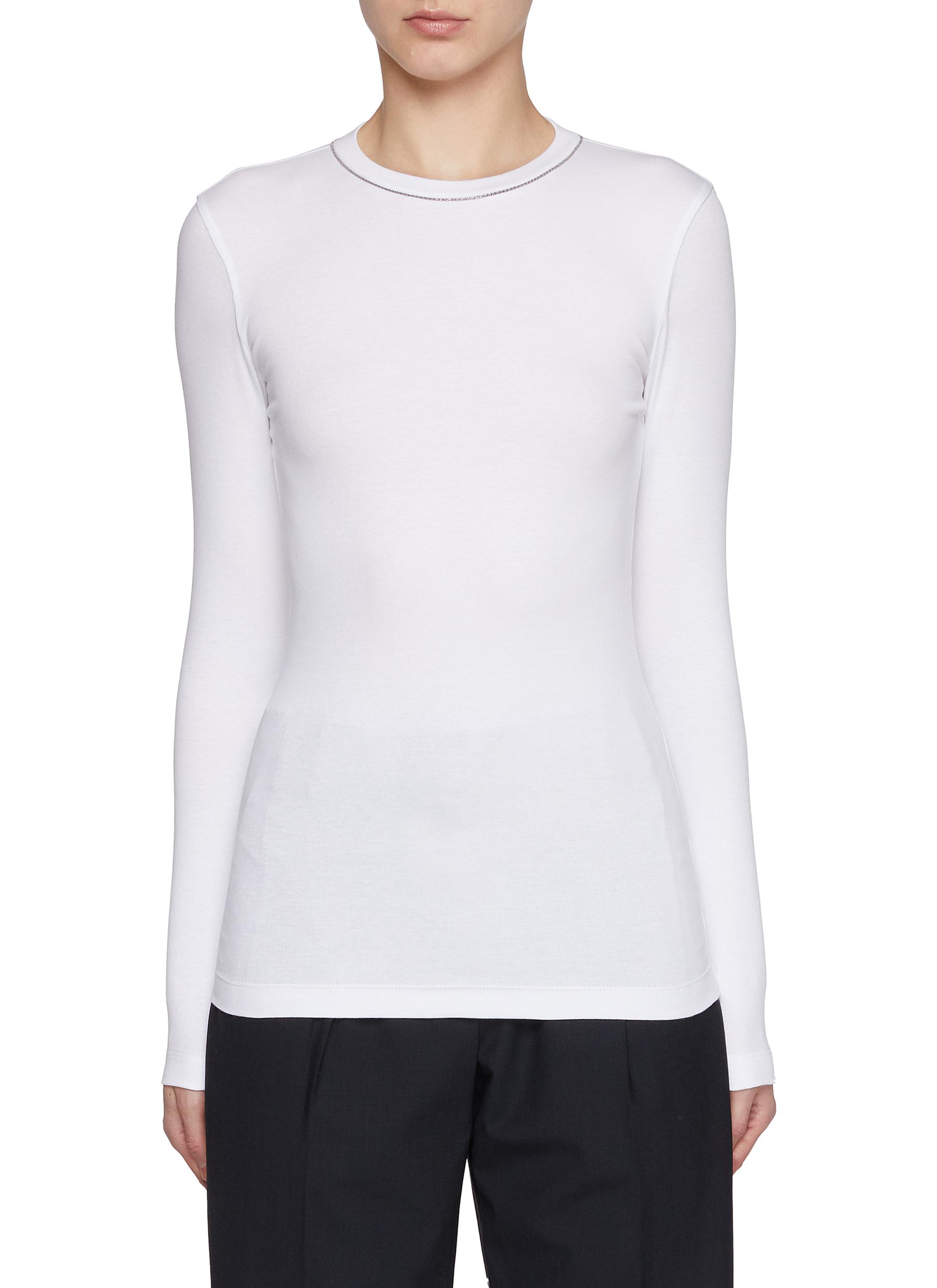 【美品】✨ BRUNELLO CUCINELLI モニーレシャツ　Lサイズ Brunello Cucinelli Monili-embellished Top | Purple | FARFETCH JO