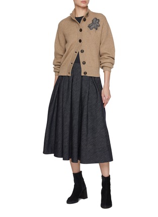 Figure View - Click To Enlarge - BRUNELLO CUCINELLI - Monili Embellished Neckline Ribbed Cotton Top
