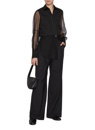 Figure View - Click To Enlarge - BRUNELLO CUCINELLI - Organza Panel Monili Embellished Shirt