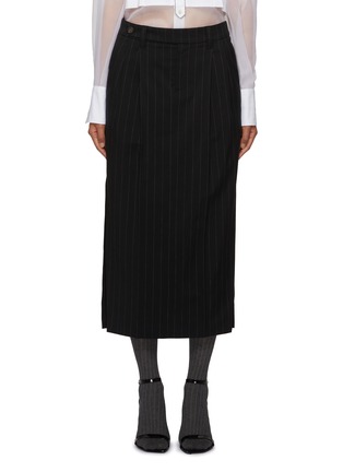 Main View - Click To Enlarge - BRUNELLO CUCINELLI - Pinstripe Wool Cotton Midi Skirt