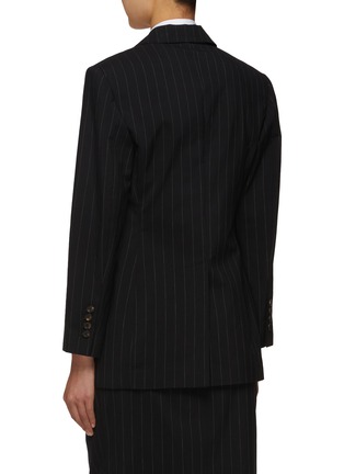 Back View - Click To Enlarge - BRUNELLO CUCINELLI - Pinstripe Single Breasted Wool Cotton Blazer