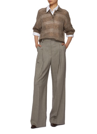 Figure View - Click To Enlarge - BRUNELLO CUCINELLI - Pinstripe Wool Trousers