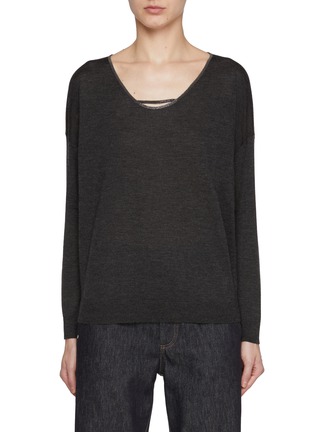 Main View - Click To Enlarge - BRUNELLO CUCINELLI - Monili Embellished Scoopneck Knit Top