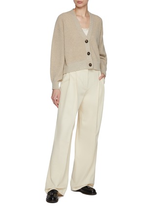 Figure View - Click To Enlarge - BRUNELLO CUCINELLI - Pleated Cotton Wool Pants