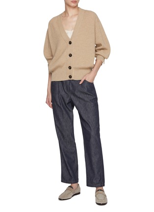 Figure View - Click To Enlarge - BRUNELLO CUCINELLI - Elasticated Waist Tapered Denim Pants