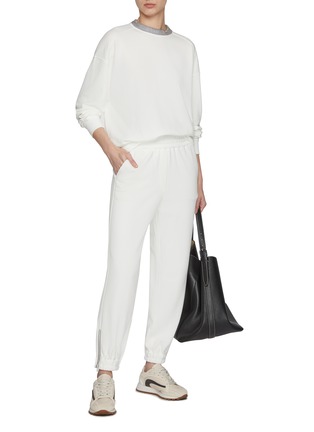 Figure View - Click To Enlarge - BRUNELLO CUCINELLI - Monili Embellished Zippered Cuff Joggers