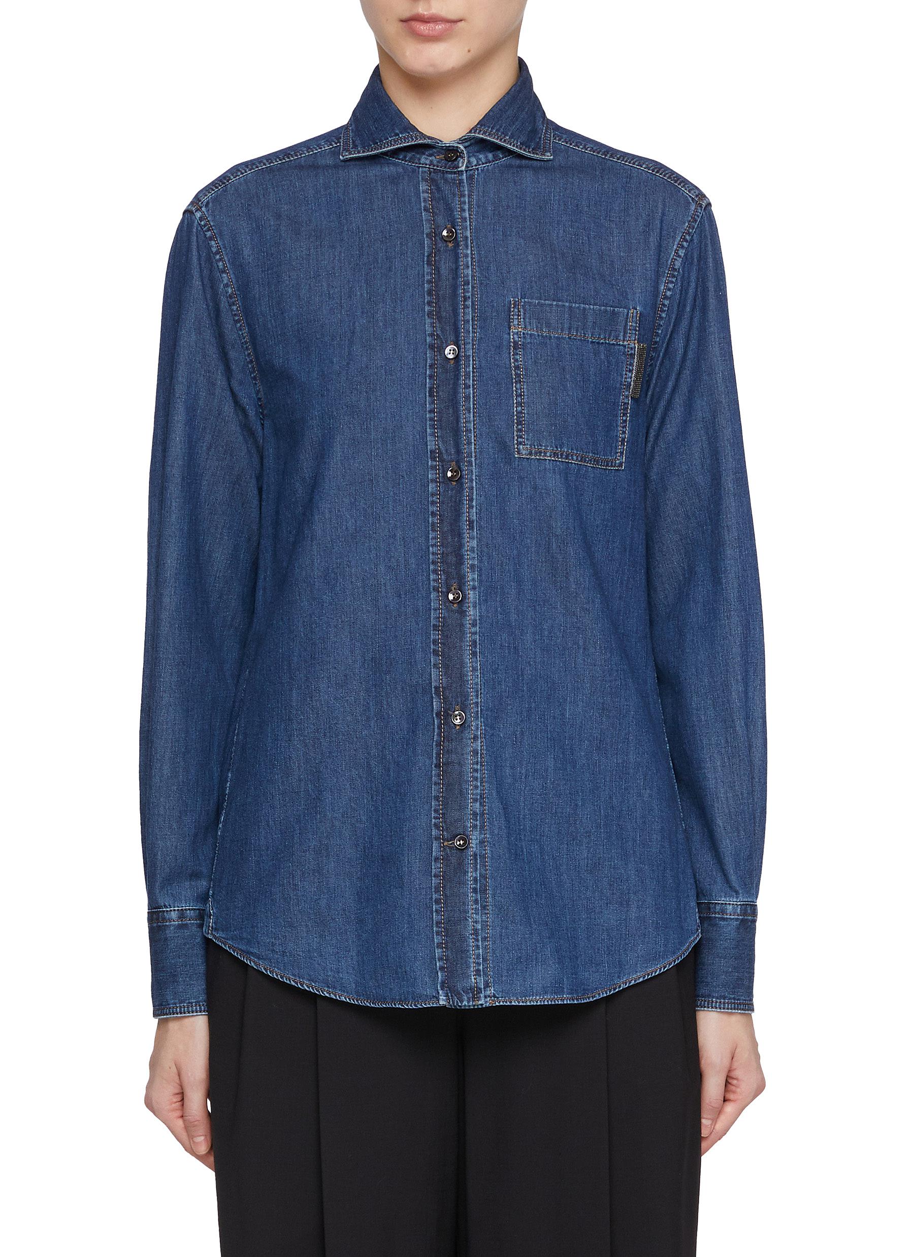 BRUNELLO CUCINELLI Dark Wash Denim Shirt Women Lane Crawford