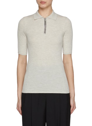 Main View - Click To Enlarge - BRUNELLO CUCINELLI - Monili Embellished Wool Cashmere Polo Shirt