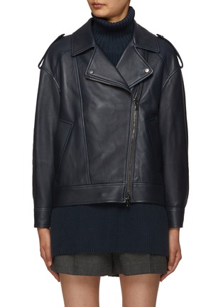 Main View - Click To Enlarge - BRUNELLO CUCINELLI - Monili Embellished Leather Biker Jacket