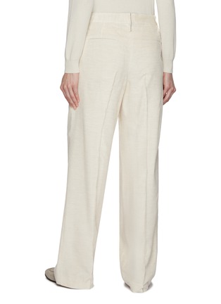 Back View - Click To Enlarge - BRUNELLO CUCINELLI - Monili Embellished Flat Front Corduroy Pants