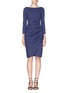 Main View - Click To Enlarge - ARMANI COLLEZIONI - Ruche side mock wrap front dress