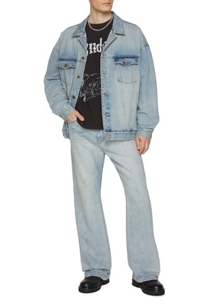 Figure View - Click To Enlarge - WE11DONE - Oversized Light Washed Denim Jacket