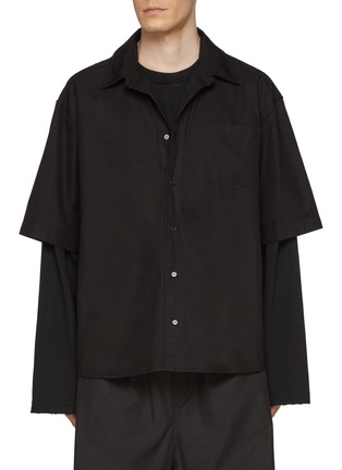 Main View - Click To Enlarge - WE11DONE - Oversized Double Sleeve Cotton Shirt
