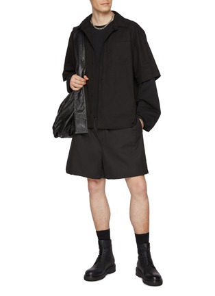 Figure View - Click To Enlarge - WE11DONE - Oversized Double Sleeve Cotton Shirt
