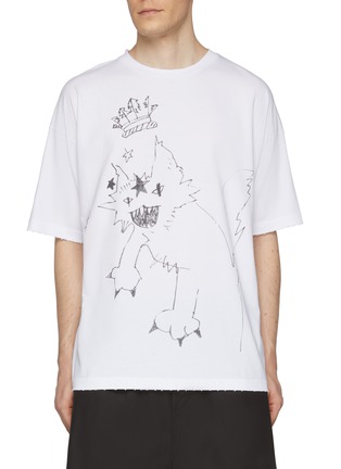Main View - Click To Enlarge - WE11DONE - Grunge Monster Print Cotton T-Shirt