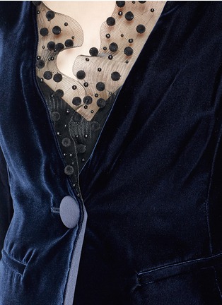 Detail View - Click To Enlarge - ARMANI COLLEZIONI - Bead mesh collar velvet blazer