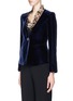 Front View - Click To Enlarge - ARMANI COLLEZIONI - Bead mesh collar velvet blazer