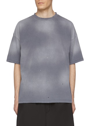 Main View - Click To Enlarge - WE11DONE - Distressed Edges Washed Cotton T-Shirt