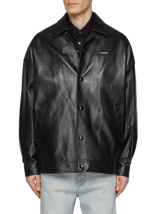 Main View - Click To Enlarge - WE11DONE - Logo Leather Jacket