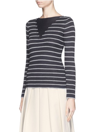 Front View - Click To Enlarge - ARMANI COLLEZIONI - Stripe intarsia cashmere blend sweater