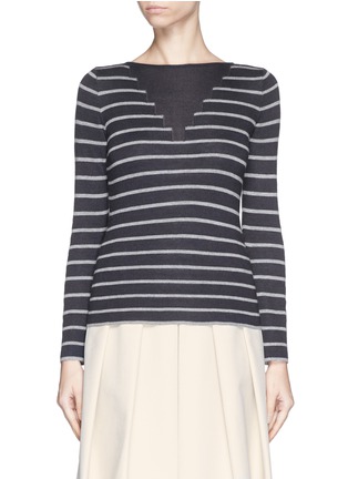 Main View - Click To Enlarge - ARMANI COLLEZIONI - Stripe intarsia cashmere blend sweater
