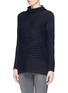 Front View - Click To Enlarge - ARMANI COLLEZIONI - Contrast stripe intarsia cashmere blend sweater