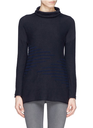 Main View - Click To Enlarge - ARMANI COLLEZIONI - Contrast stripe intarsia cashmere blend sweater