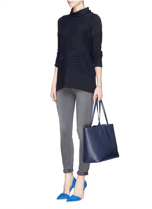 Figure View - Click To Enlarge - ARMANI COLLEZIONI - Contrast stripe intarsia cashmere blend sweater