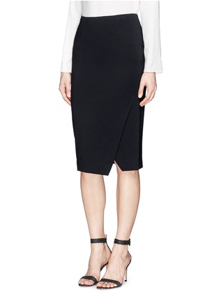 Front View - Click To Enlarge - ARMANI COLLEZIONI - Mock wrap front pencil skirt