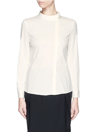 Main View - Click To Enlarge - ARMANI COLLEZIONI - Asymmetric collar cotton poplin shirt