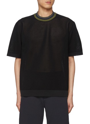 Main View - Click To Enlarge - CFCL - TC Garter Contrast Collar T-Shirt