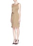 Front View - Click To Enlarge - ARMANI COLLEZIONI - Asymmetric pleat satin dress