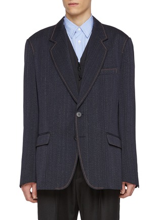 Main View - Click To Enlarge - WOOYOUNGMI - Notch Lapel Single Breasted Denim Effect Wool Blazer