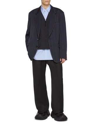 Figure View - Click To Enlarge - WOOYOUNGMI - Notch Lapel Single Breasted Denim Effect Wool Blazer