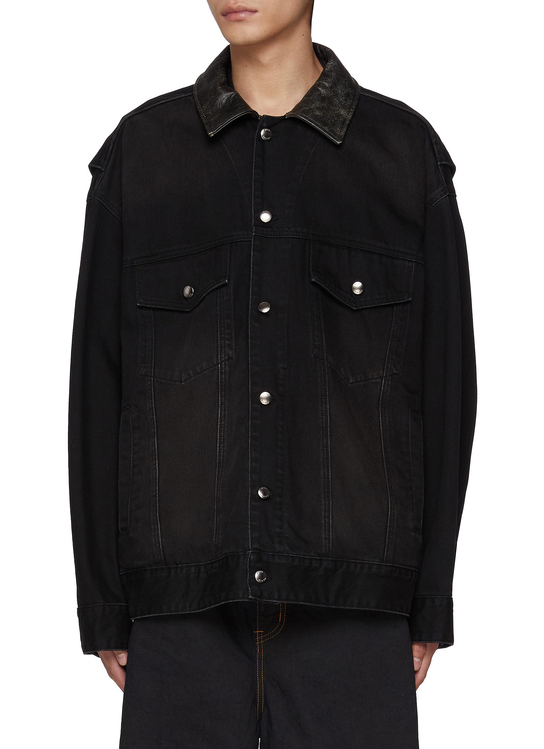 Washed denim jacket mens top