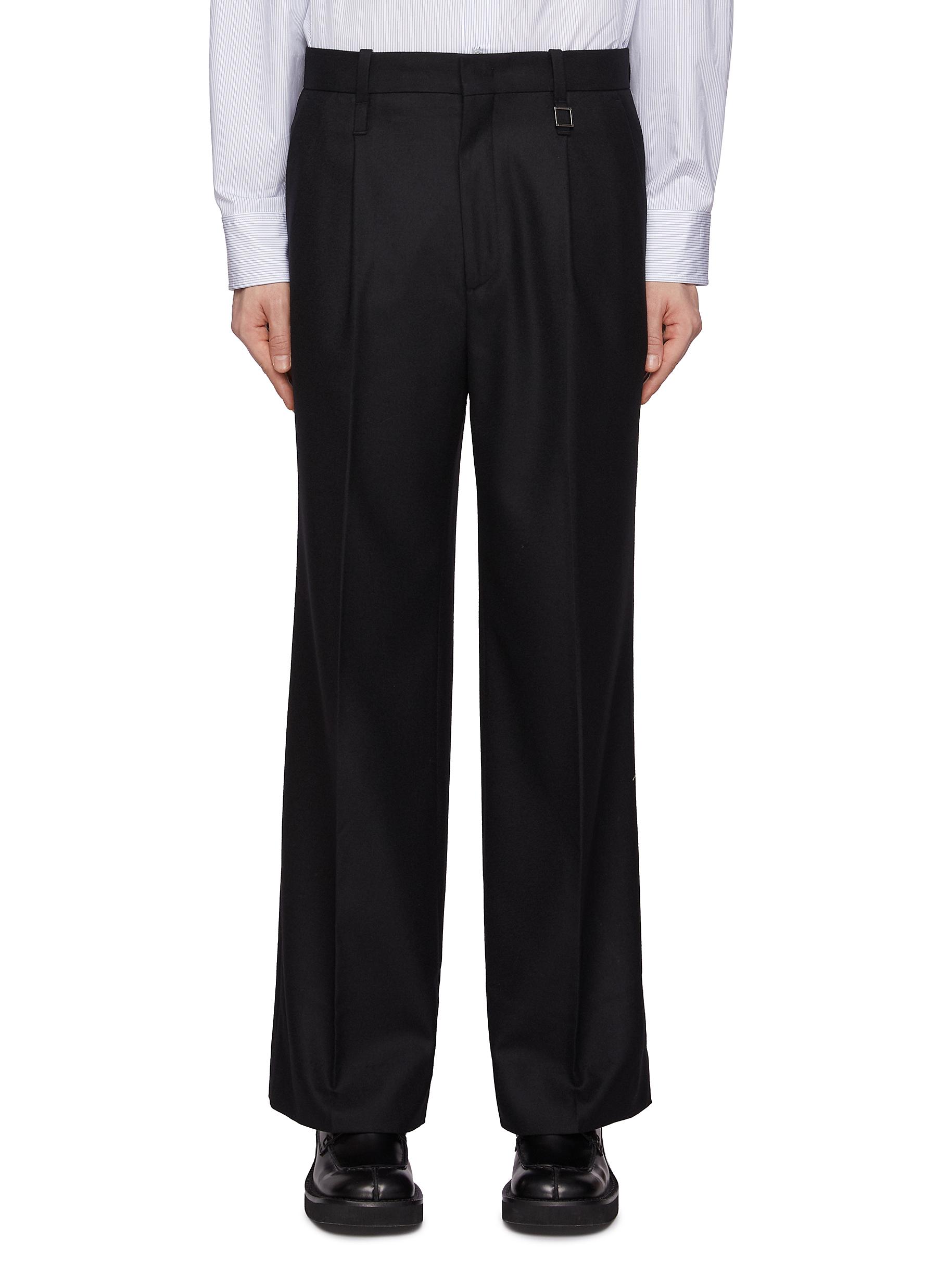 WOOYOUNGMI | Pleated Wool Blend Flared Leg Pants | Men | Lane Crawford