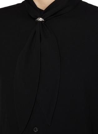  - ATTACHMENT - Mandarin Collar Detachable Scarf Wool Shirt
