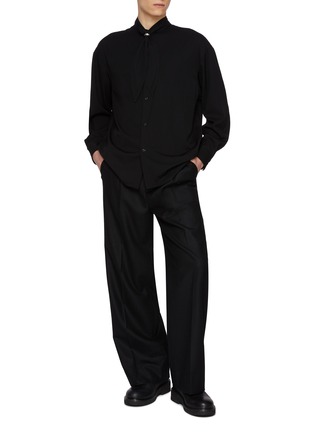 Figure View - Click To Enlarge - ATTACHMENT - Mandarin Collar Detachable Scarf Wool Shirt