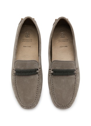 Detail View - Click To Enlarge - BRUNELLO CUCINELLI - Bead Embellished Suede Loafers