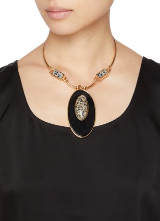 Figure View - Click To Enlarge - EDDIE BORGO - Inlaid Cabochon 12K Gold Necklace