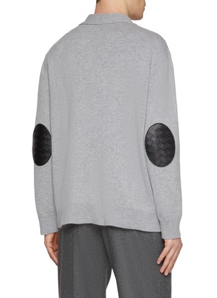 Back View - Click To Enlarge - BOTTEGA VENETA - Intrecciato Elbow Patch Cashmere Blend Cardigan