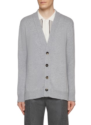 Main View - Click To Enlarge - BOTTEGA VENETA - Intrecciato Elbow Patch Cashmere Blend Cardigan