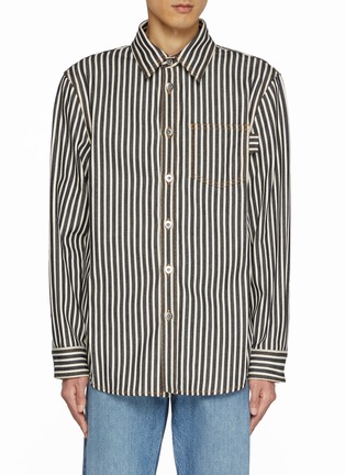Main View - Click To Enlarge - BOTTEGA VENETA - Striped Pocket Cotton Shirt